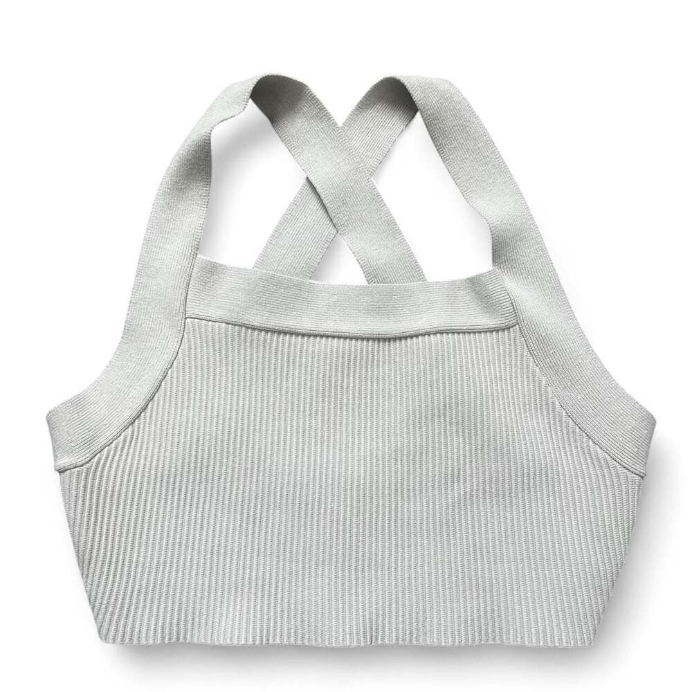 House of Harlow 1960 Ribbed Crisscross Back Crop Top Beige Size M